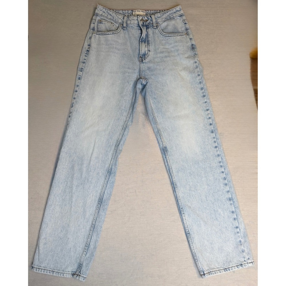 We The Free Free People Pacifica High Rise Slim Straight Jeans Light Wash Sz 27